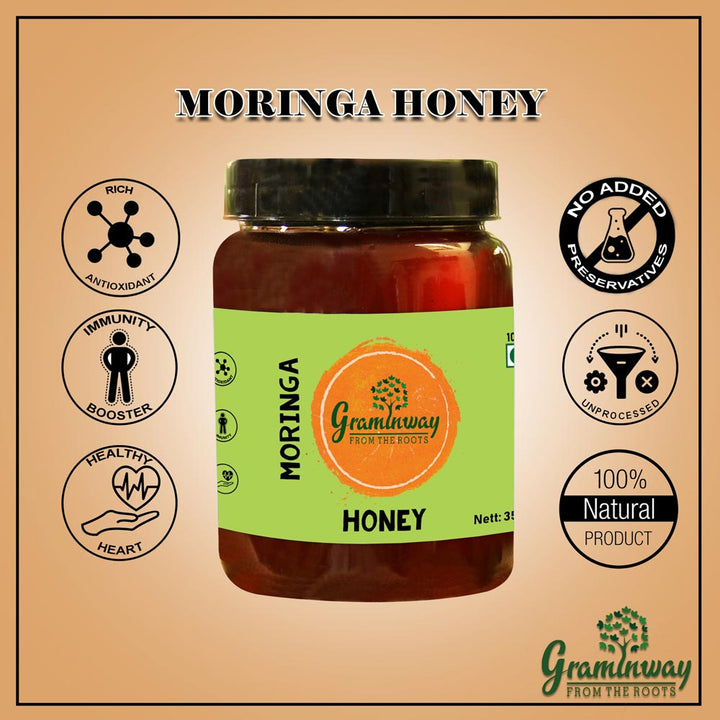 Moringa Honey | Pure, Natural & Unprocessed | Cruelty Free | 350 GM