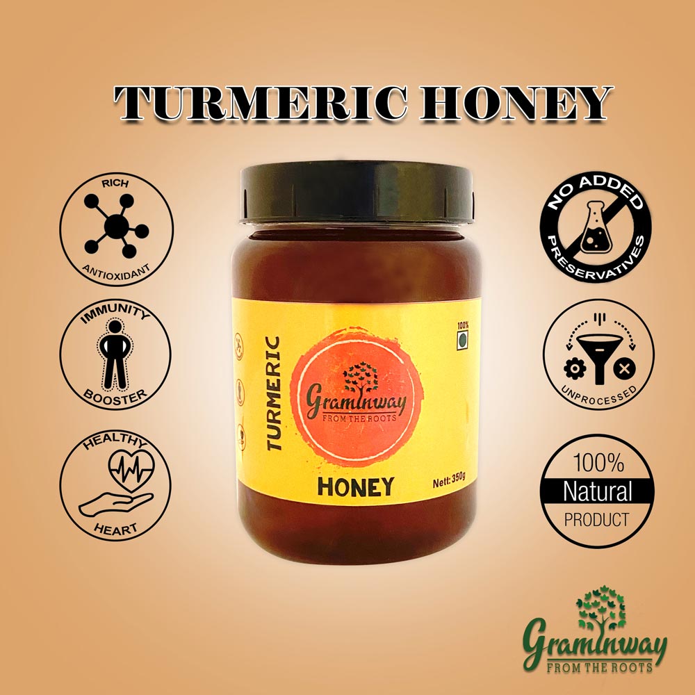 Turmeric Honey | Natural Honey Mixed With Hand Ground Turmeric | 350 GM