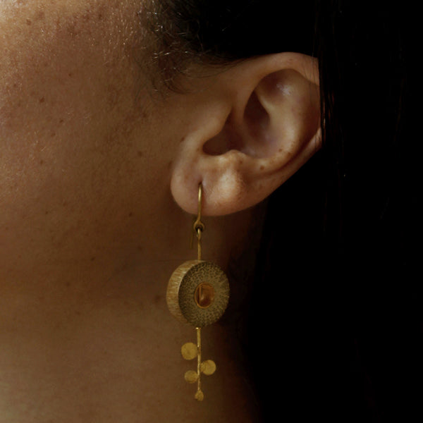 Rhea Dot Rise Earrings | Hand- Crafted | 92.5 Silver & Gold Plated Recycled Brass & Bamboo