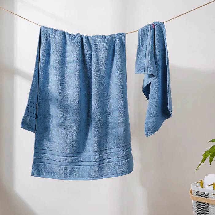 Steel Blue Bath Towel | Anti Bacterial Cotton | Ultra Soft And Super Absorbent