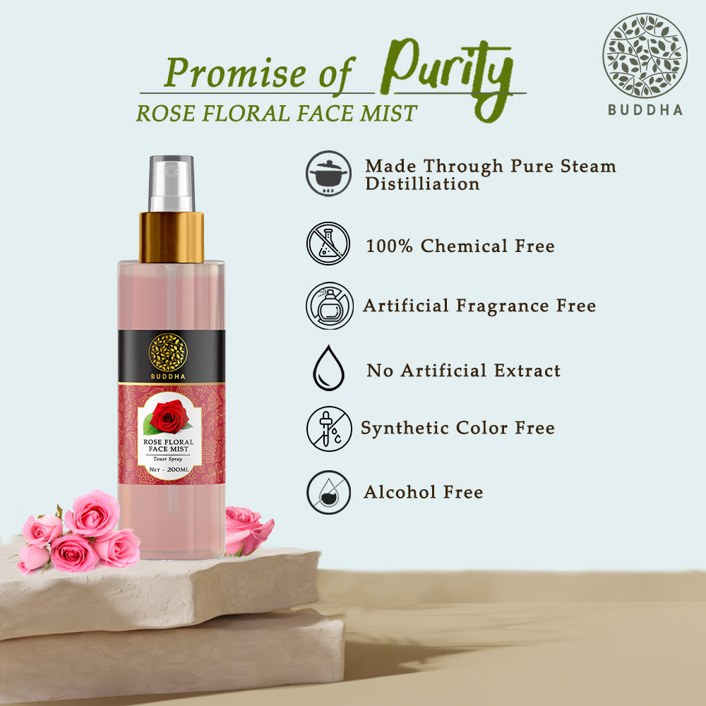 Rose Facial Mist Toner | Hydrating | Lighten Dark Spots | Chemical Free | For Men & Women | 150 ML