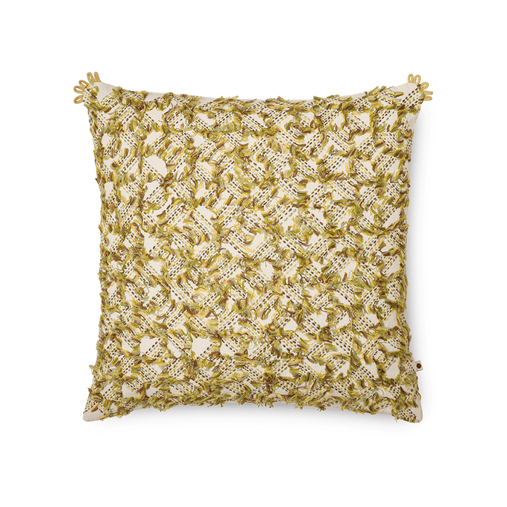 Ruffle Cushion Cover | Intricate Kantha Embroidery | Cotton | 16" x 16"