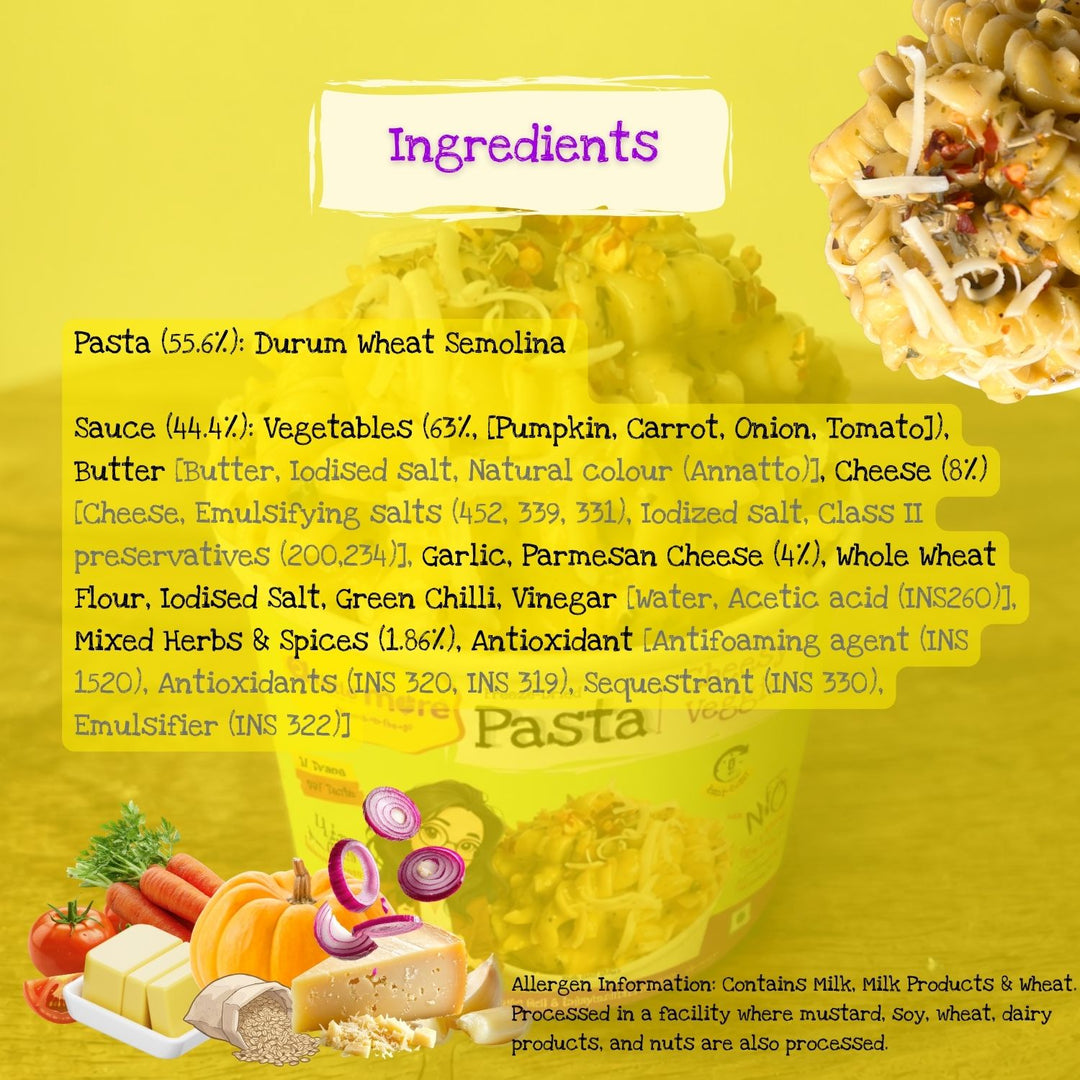 Cheesy Veggie Instant Pasta | Freeze Dried- Ready To Eat Food | Travel Friendly | 220 GM