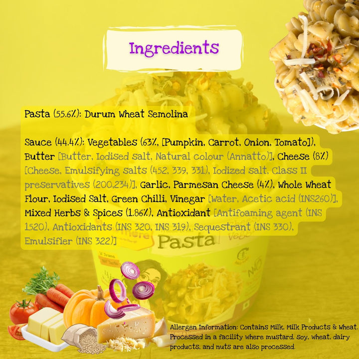 Cheesy Veggie Instant Pasta | Freeze Dried- Ready To Eat Food | Travel Friendly | 220 GM