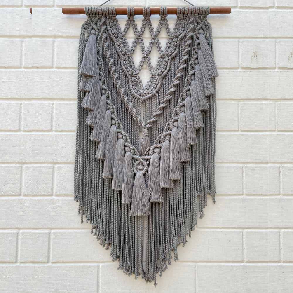 Bohemian Style Hand-Crafted Wall Hanging With Tassels | Abstract Patterned | Macrame | Hand-Made | Assorted Colours | 26 Inch