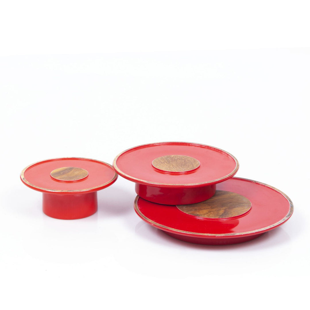 Tea Coasters | Acacia Wood | Red Lacquer Finish | Table Top 