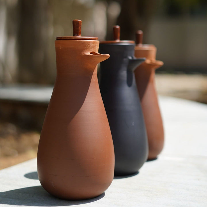 Tweet Jug With Wooden Lid | Handmade In Earthen Clay | Eco-Friendly