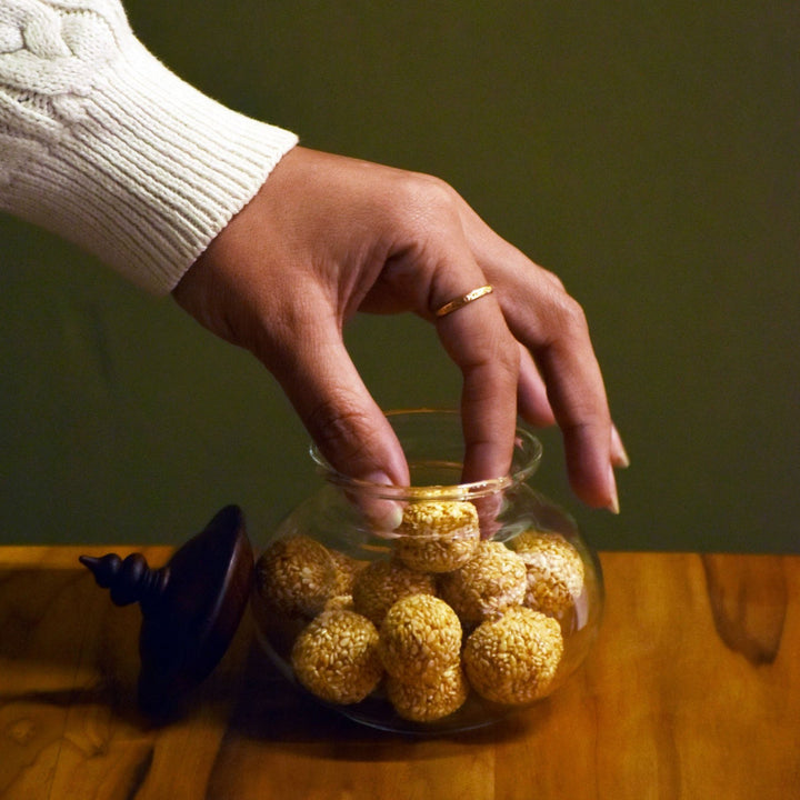 Small Decorative Glass Jar With Wooden Lid | Boro silicate Glass | Hand-Crafted