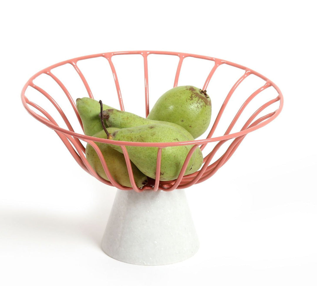 Metal Wire Fruit Bowl With Marble Base | Sophisticated | Elegant Storage