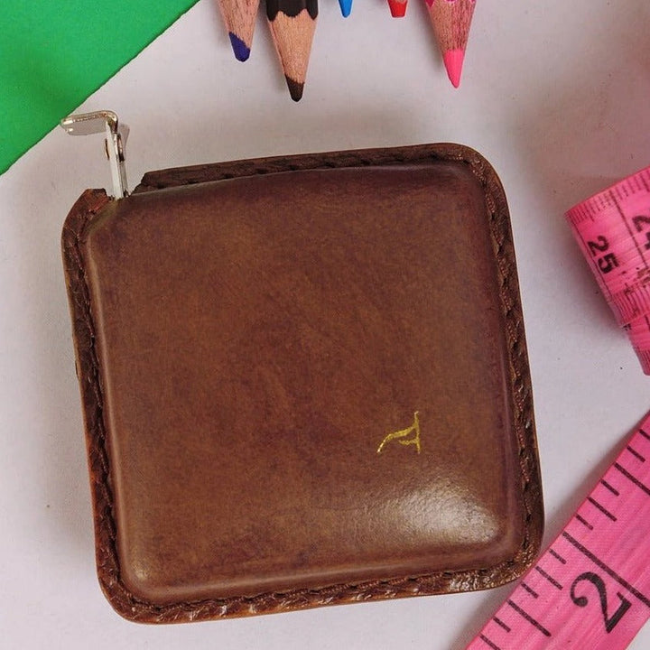 Leather Finish Retractable Measuring Tape | Saddle Leather | Hand-Crafted