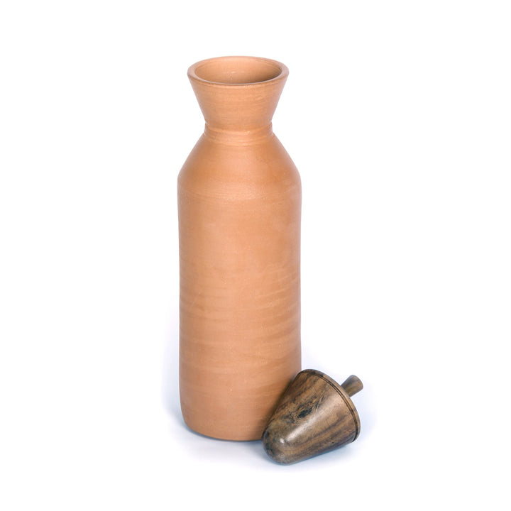 Maahi Kool Bottle With Wooden Lid | Earthen Clay | Terracotta