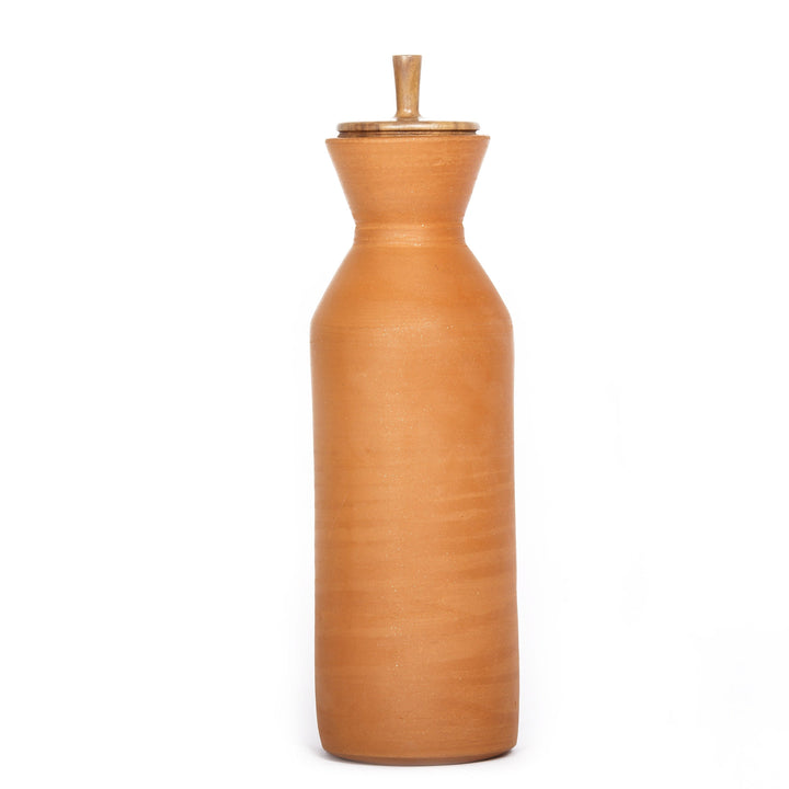 Maahi Kool Bottle With Wooden Lid | Handmade In Earthen Clay | Eco-Friendly