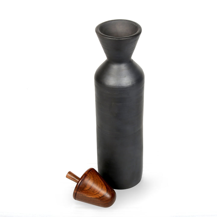 Maahi Kool Bottle With Wooden Lid | Handmade In Earthen Clay | Eco-Friendly