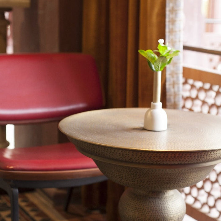 Slender Design Bud Vase In Brass And Marble | Table Accent | Sleek Design