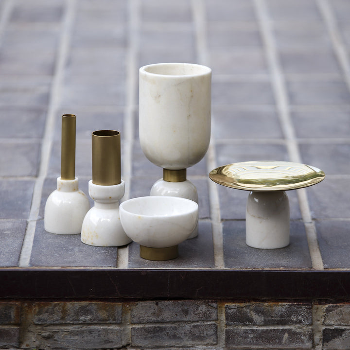 Marble Bowl With Brass Stand, Table top Decor
