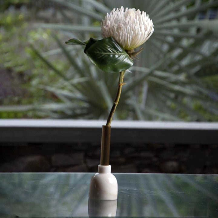 Slender Design Bud Vase In Brass And Marble | Table Accent | Sleek Design