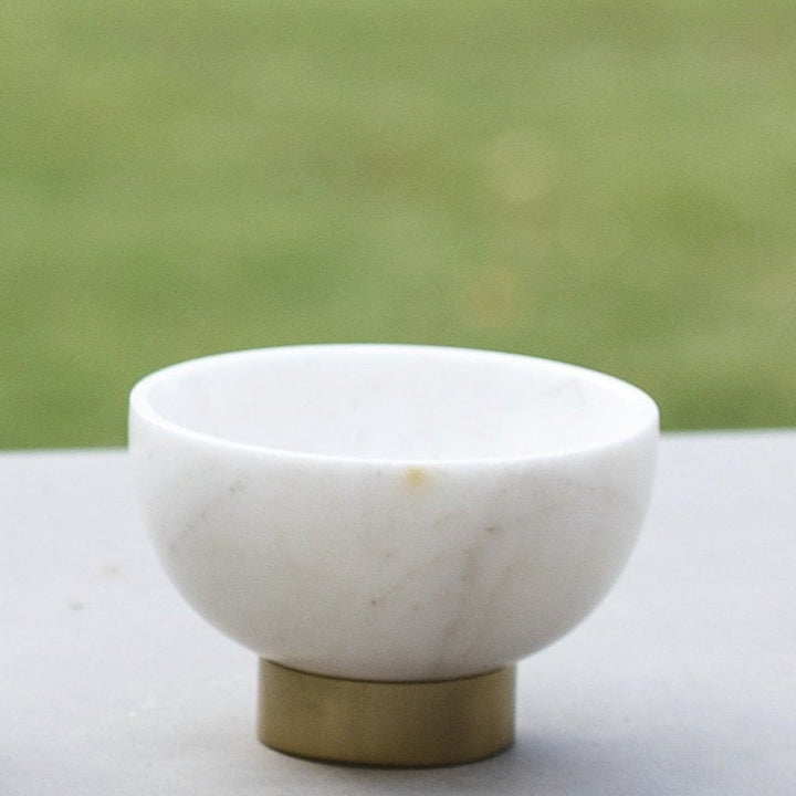 Marble Bowl With Brass Stand, Table top Decor