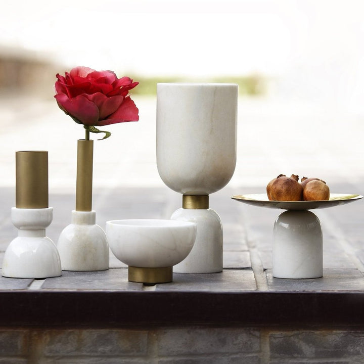 Bud Vase In Brass And Marble | Table Top Décor | Elegant