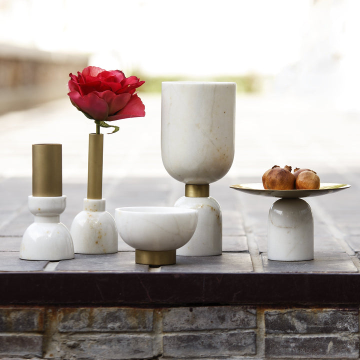 Marble Vase, Minimalistic Design, Brass and Marble, Elegant Vase, Premium Vase, Home Decor