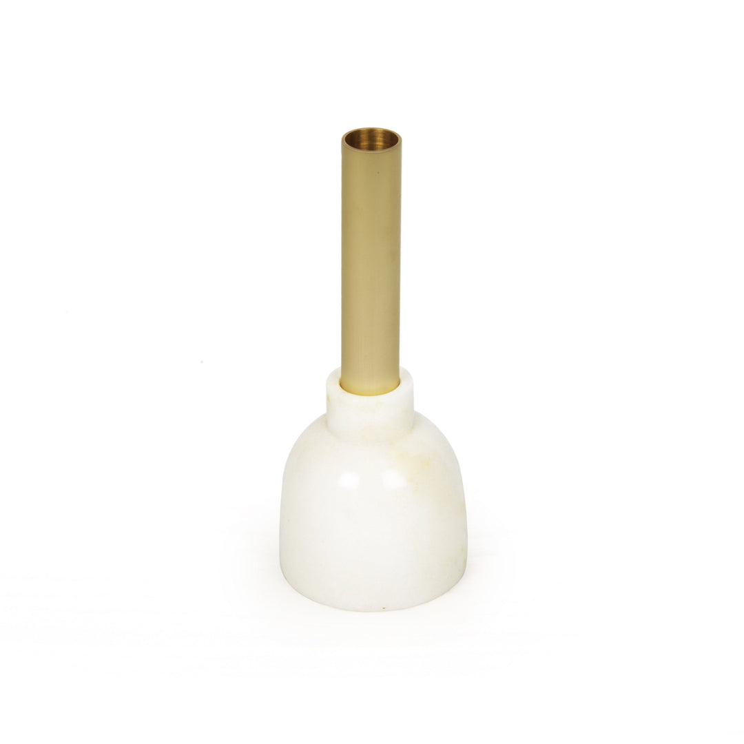 Slender Design Bud Vase In Brass And Marble | Table Accent | Sleek Design