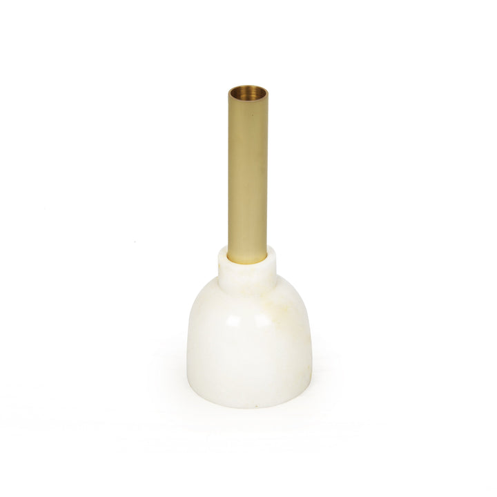 Slender Design Bud Vase In Brass And Marble | Table Accent | Sleek Design