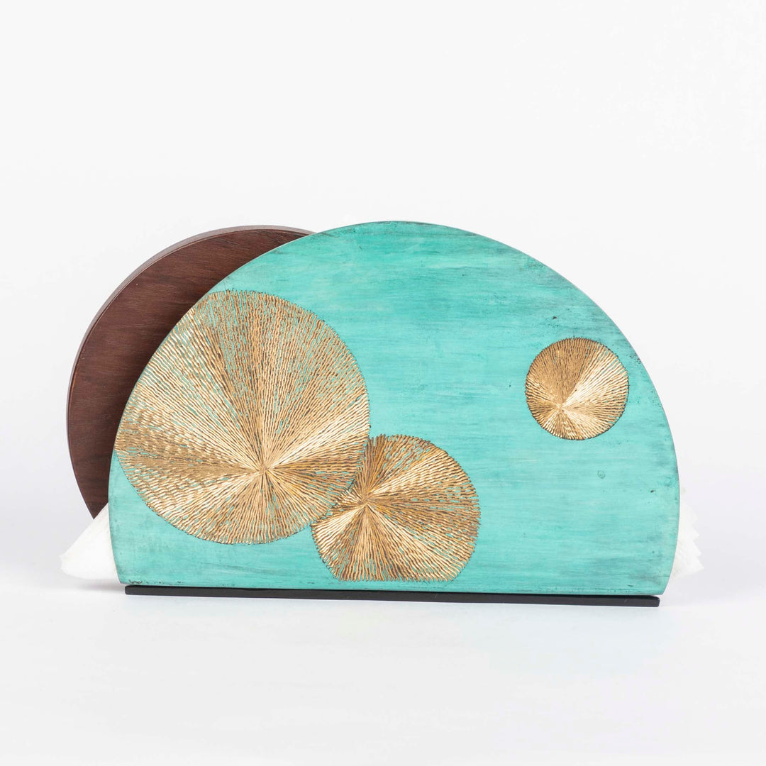 Mukhwaas Supari Pattern Napkin Holder | Hand-Crafted | Wood & Brass