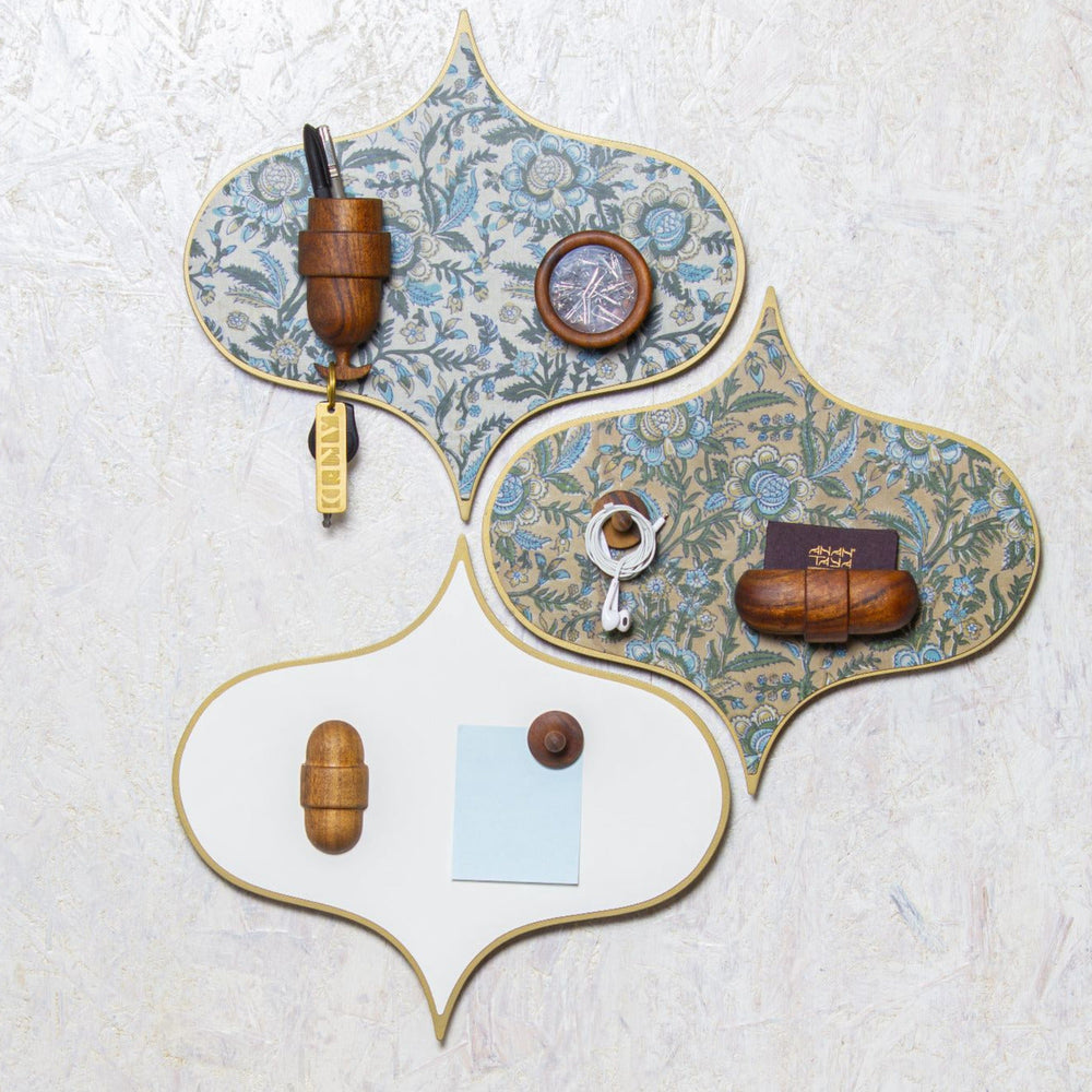 Mughal Patterned Magnetic Wall Art Organiser | Hand-Crafted |  White