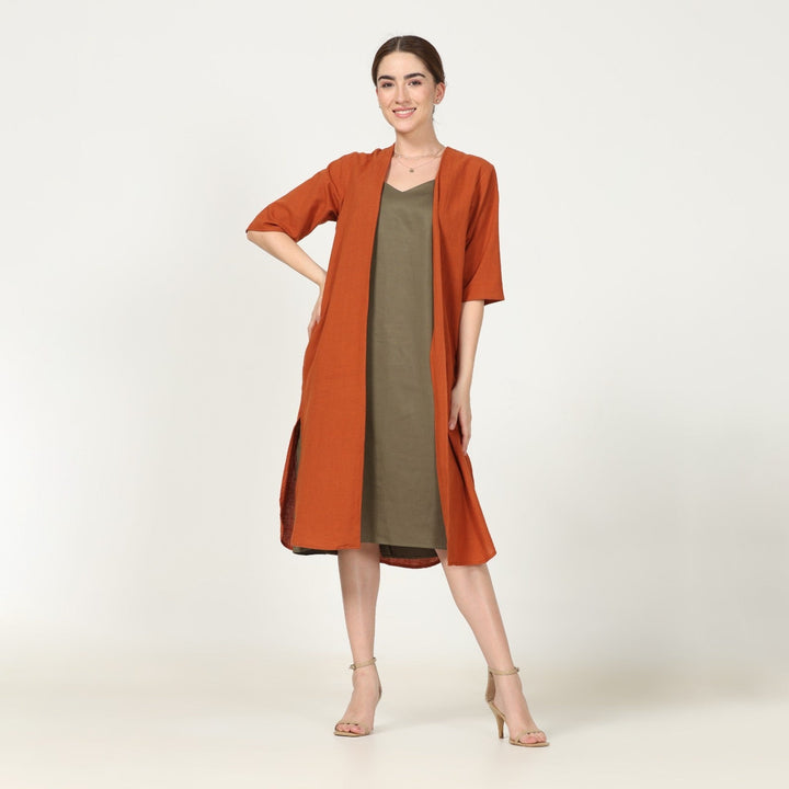 Autumn Rust Long Overlay | Cotton | Effortless Elegance | Hand-Crafted