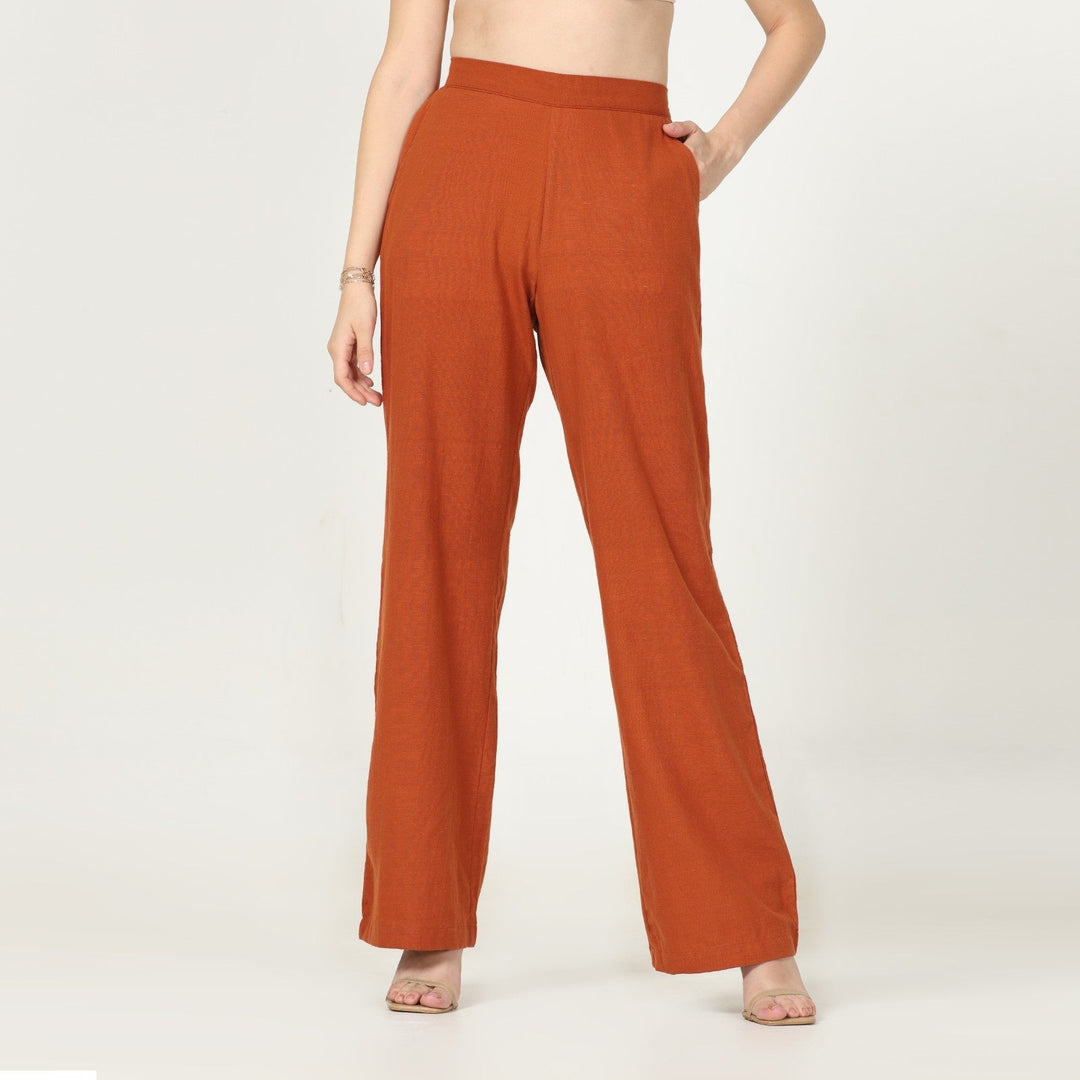 Women's Flared Pant | Cotton, Tencel &  Hemp | Eco-Friendly | Autumn Rust