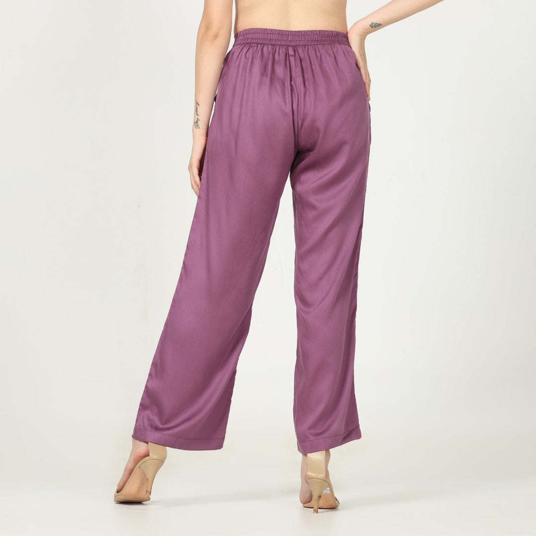 Royal Purple Ankle Length Pant for Women | Cotton | Hand-Crafted