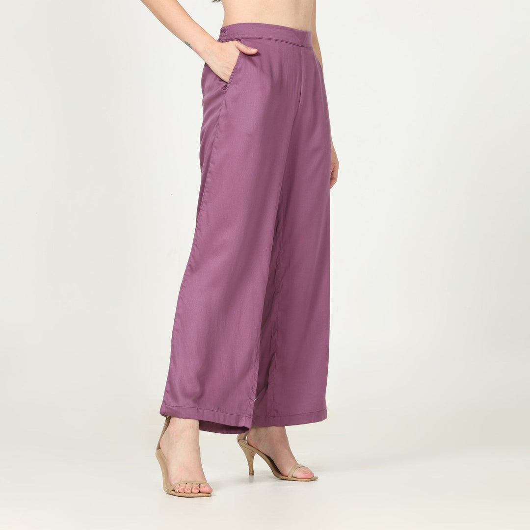 Royal Purple Ankle Length Pant for Women | Cotton | Hand-Crafted