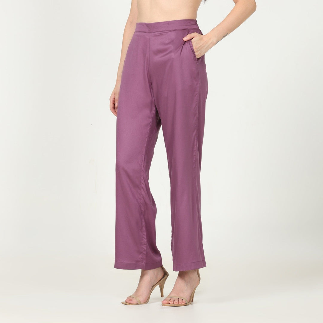 Royal Purple Ankle Length Pant for Women | Cotton | Hand-Crafted