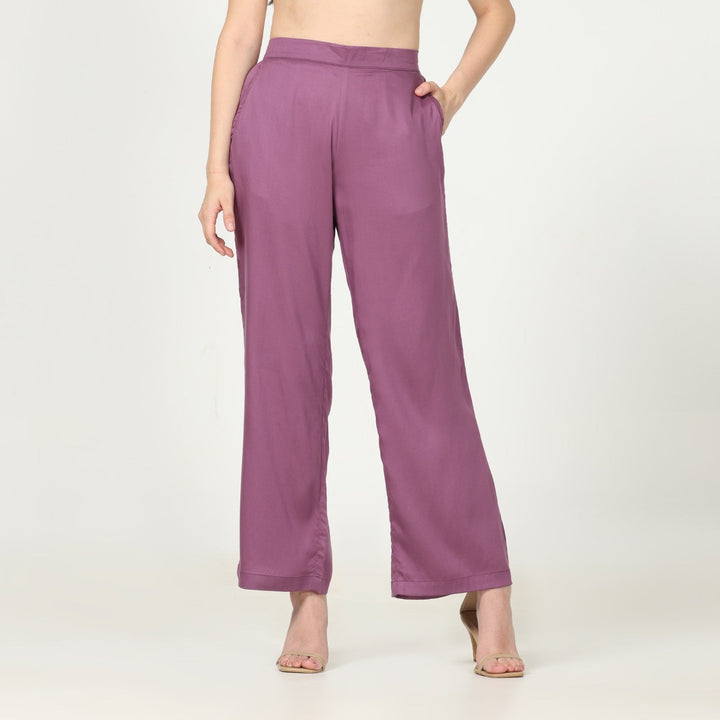 Royal Purple Ankle Length Pant for Women | Cotton | Hand-Crafted