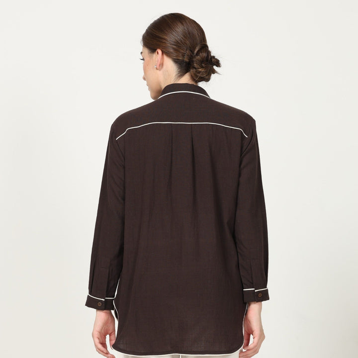 Coffee Brown Button Down Shirt | Lenzing Tencel Fabric | All-Day Comfort