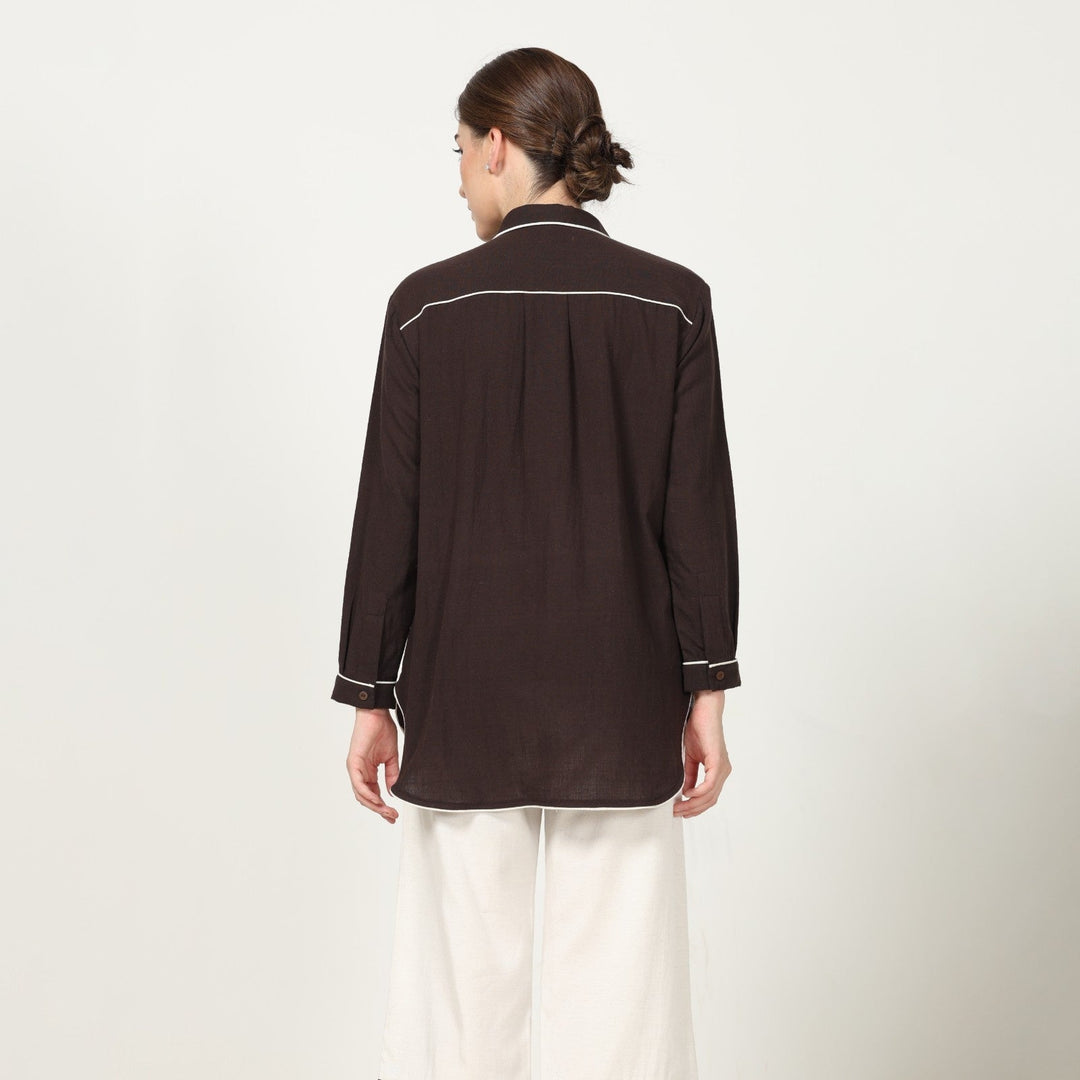 Coffee Brown Shirt With Ecru Pant | Polished Look | Set Of 2