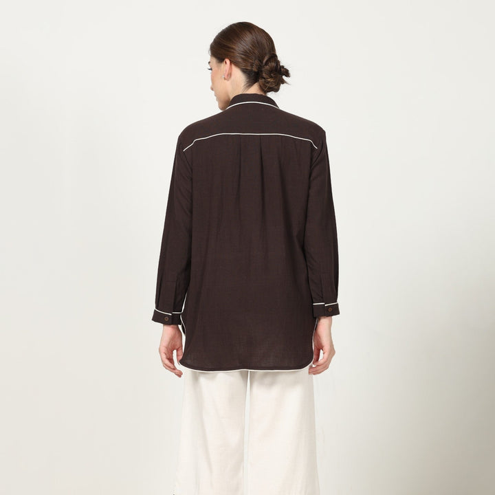 Coffee Brown Shirt With Ecru Pant | Polished Look | Set Of 2