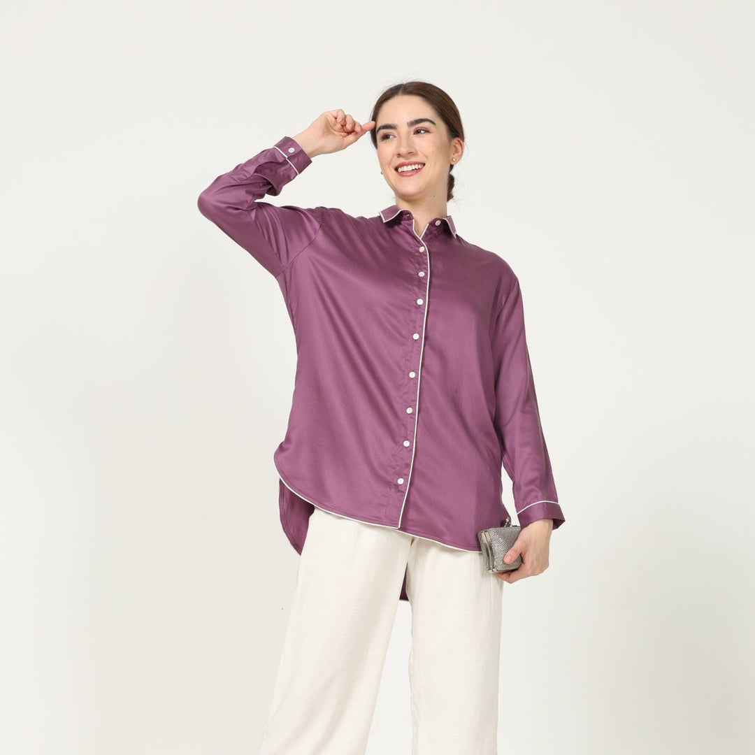 High Low Women's Shirt | Tencel Fabric | Eco-Friendly | Sustainable | Royal Purple