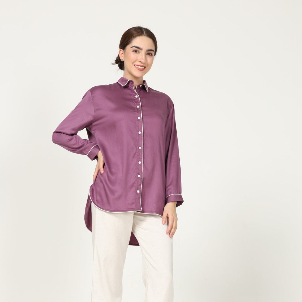 High Low Women's Shirt | Tencel Fabric | Eco-Friendly | Sustainable | Royal Purple