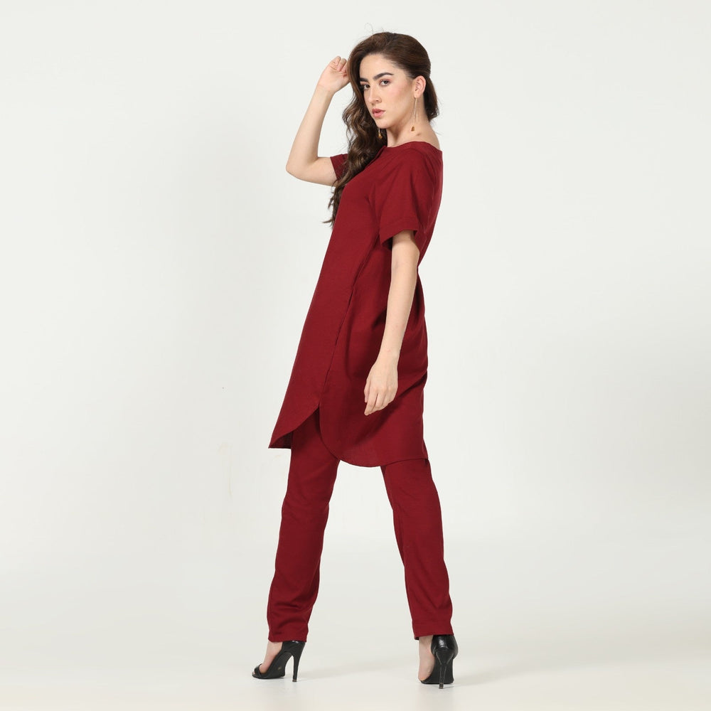 Maroon Tunic Pant Set | Cotton, Tencel &  Hemp | Eco-Friendly | Sustainable