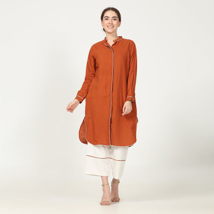 Autumn Rust Tunic With Off-white Pant | Cotton & Tencel | Comfy Workwear