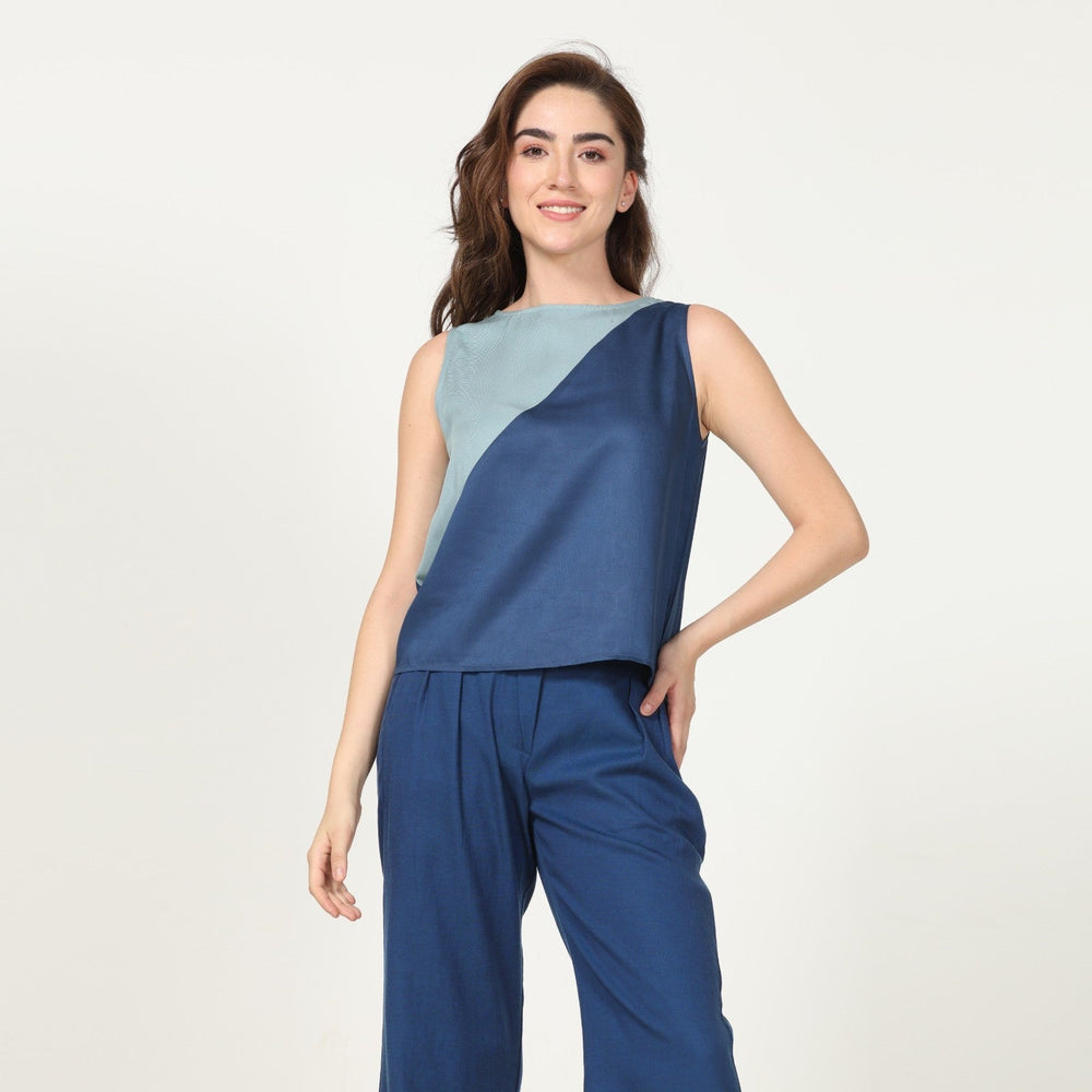 Women's Overlay, Top & Pant Set | Eco-Friendly | Sustainable | Navy & Blue