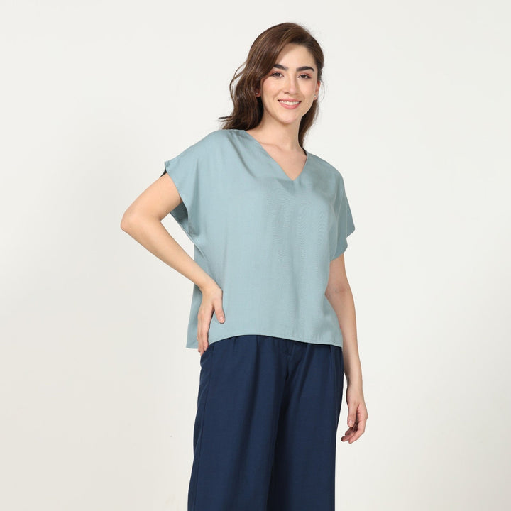 Aurora Top In Lenzing Modal | Lightweight Everyday Wear | Powder Blue