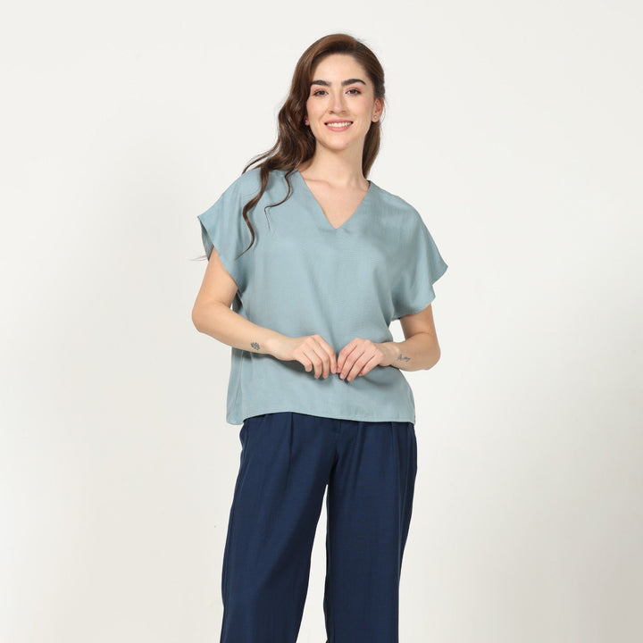 Aurora Top In Lenzing Modal | Lightweight Everyday Wear | Powder Blue