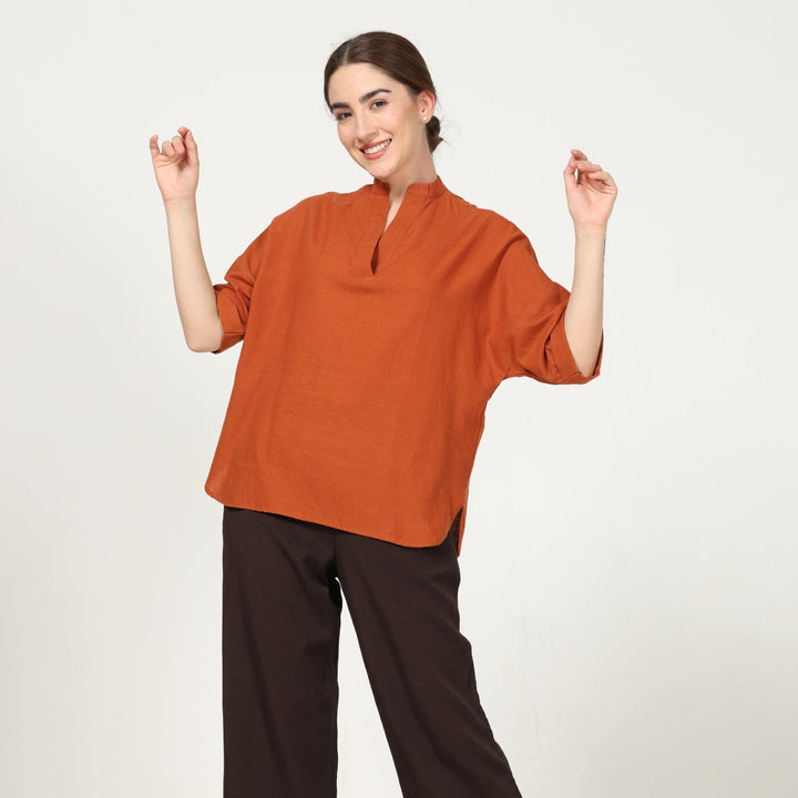 Autumn Rust Kimono Top | Cotton | Casual Everyday Style