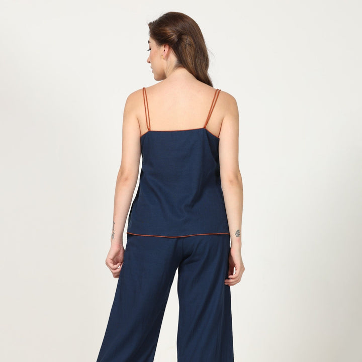 Navy Blue Women's Slip On Top | Hand-Crafted | Versatile Cotton Outfit