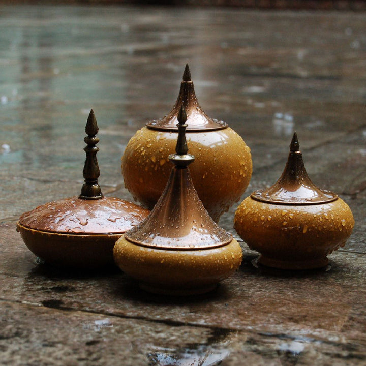 Decorative Glass Jars In Yellow | Marble, Cast Brass & Copper | Hand-Crafted