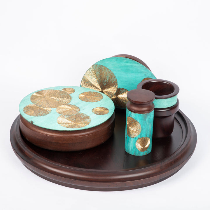 Mukhwaas Supari Pattern Toothpick Holder | Wood & Brass | Floral Design