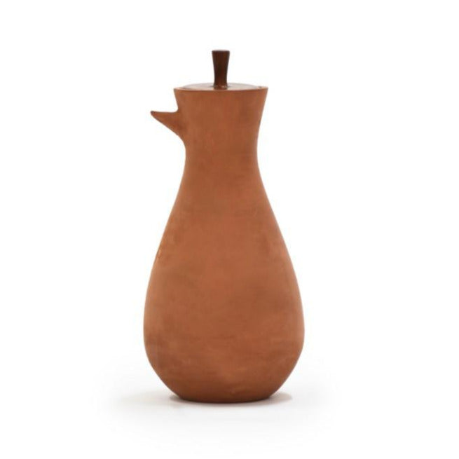 Terracotta Jug With Wooden Lid | Earthen Clay | Sleek Design | Minimalistic