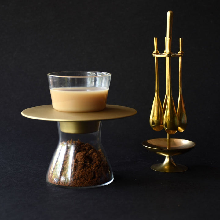 Ufo Cup & Saucer Set With Mini Jar | Brass & Boro Silicate Glass | Hand-Crafted