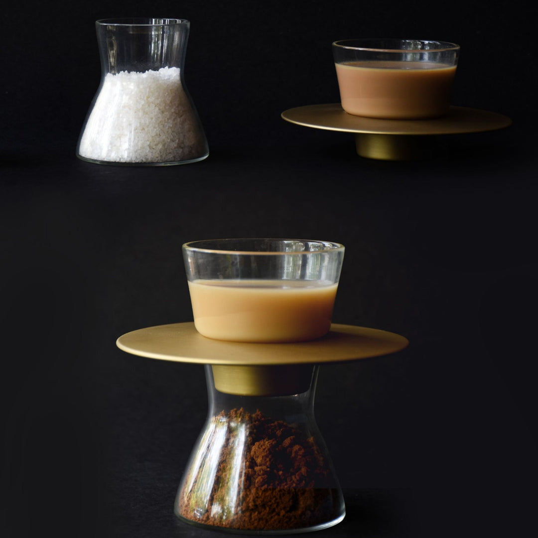 Ufo Cup & Saucer Set With Mini Jar | Brass & Boro Silicate Glass | Hand-Crafted